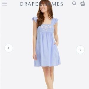 Draper James Maddie Babydoll Striped Eyelet Dress Pockets Cottagcore Summer